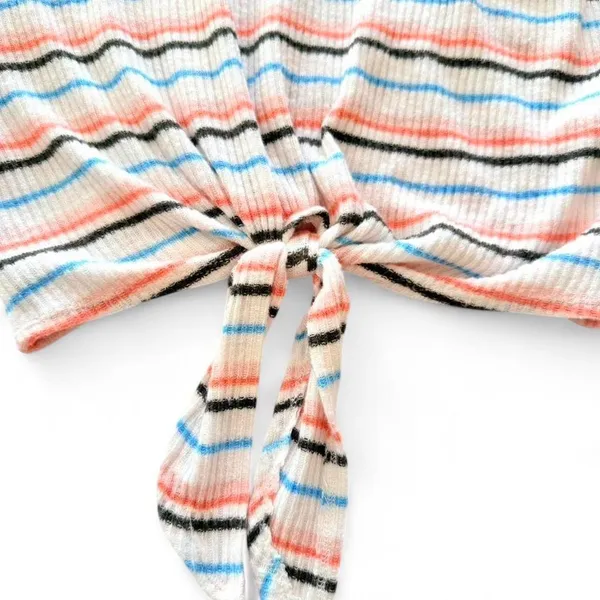 Abercrombie Fitch Top Shirt Short Sleeve Women Small Tie Bottom Tie Front Scoop - Image 8