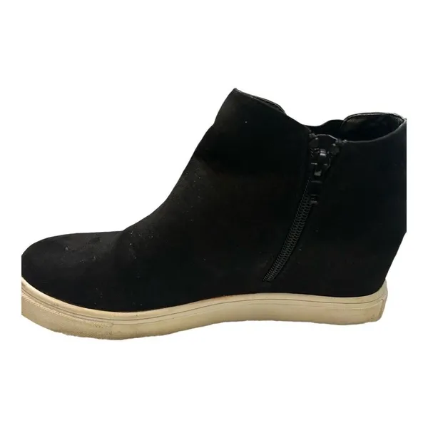 Steve Madden Wedgie Womens Black Suede Side Zipper Ankle Boots Size 7 M Used‎ - Image 2