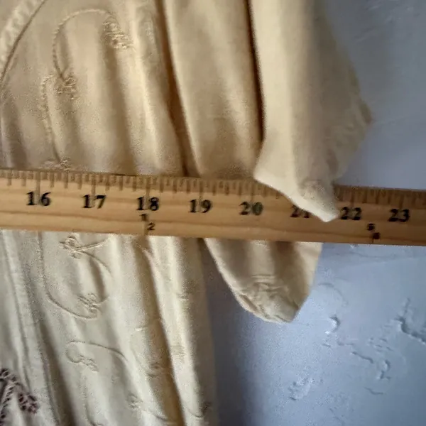 Vintage‎ Embroidered Paisley Button Front Dress Tan Beige Boho Midi L - Image 4