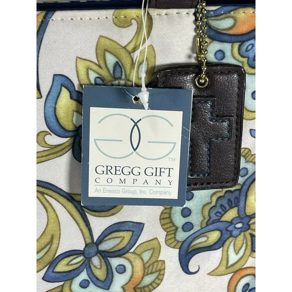 Gregg Gift Company Grace Collection Floral Tote Zip Lined Pockets Charm Card - Image 2