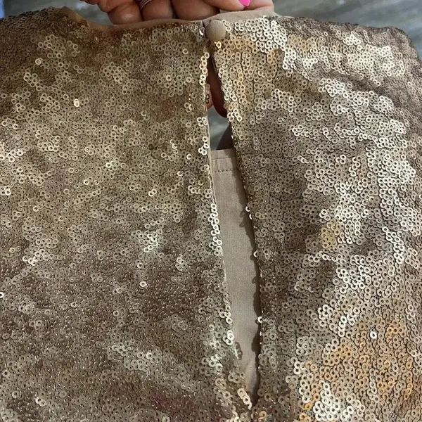Abercrombie Classic Party Top Sequin Bling Y2K Ruched Sleeve Button‎ Back XS - Image 5