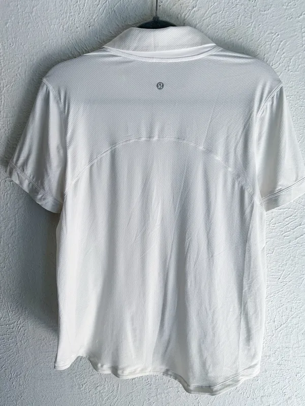 Lululemon Lululemon Quick-Drying Short Sleeve Polo Shirt White Vapor Sz 12/14 - Image 5