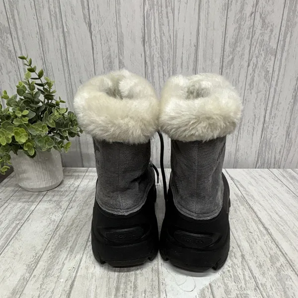 SOREL Womens Size 8 Gray/Black Faux Fur Lined Lace-Up Suede Snow Boots - Image 4