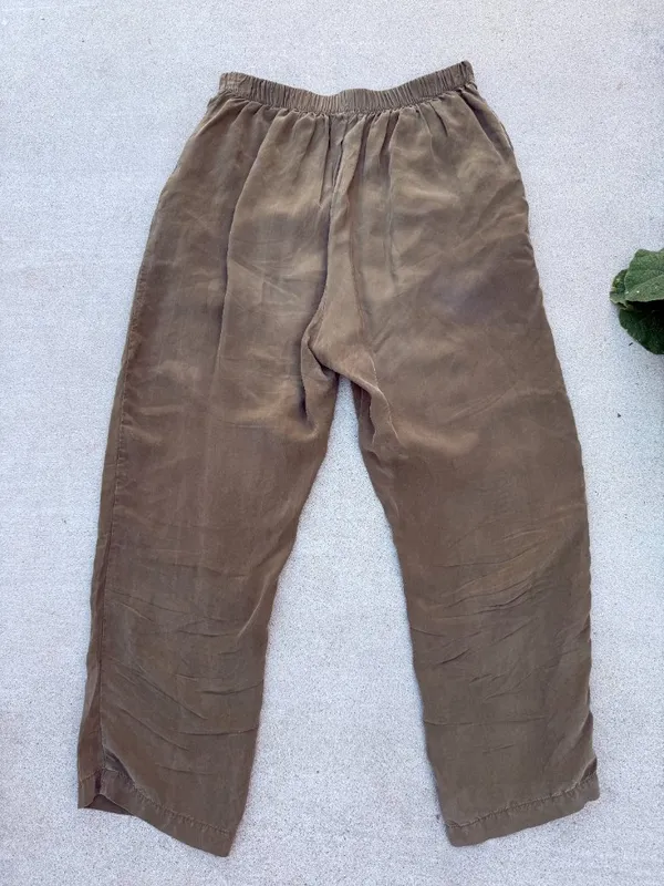 Whimsy + Row Olive Green Sustainable Cupro Rowen Pants Wide Leg Size Small - Image 5