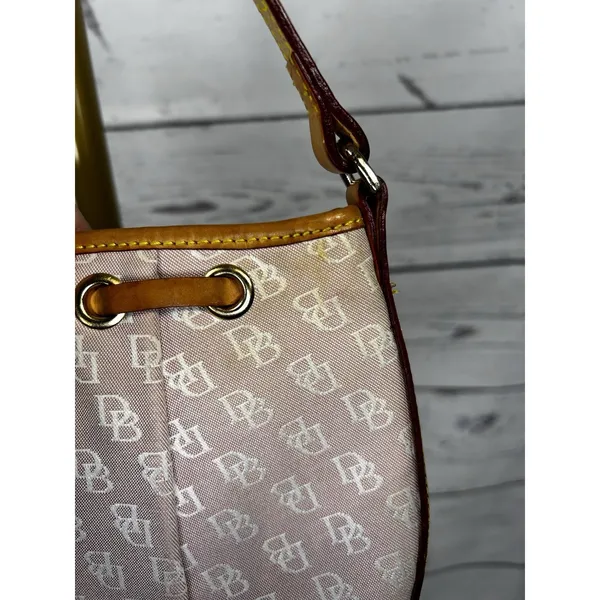 Vintage Dooney & Bourke Pink Signature Mini Shoulder Bag Leather Trim Y2K - Image 4
