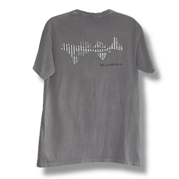 Coastal Cotton life uninhibited houndstooth fish skeleton tshirt medium - Image 5