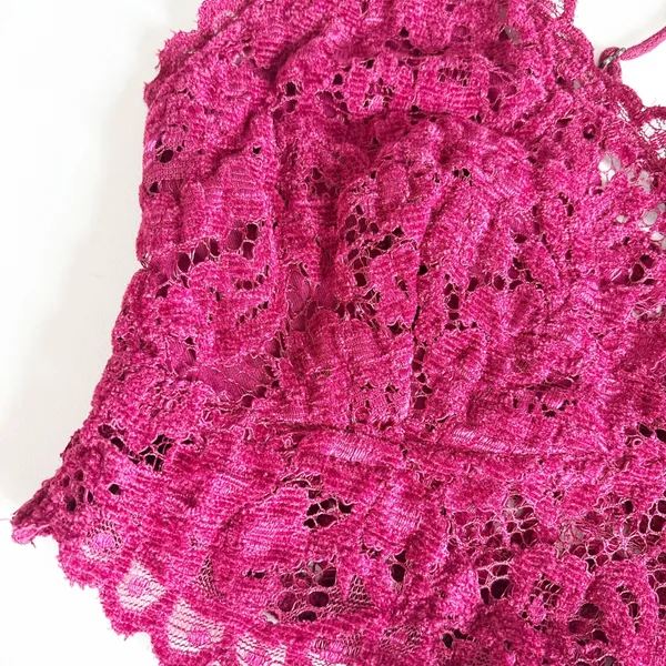 Free People FP One Womens Mulberry Celine Velvet Lace Longline Bralette Size‎ S - Image 3