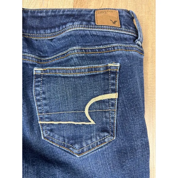 American Eagle Slim Boot‎ Jeans Womens 8 Short Dark Wash Stretch Denim Low Rise - Image 5