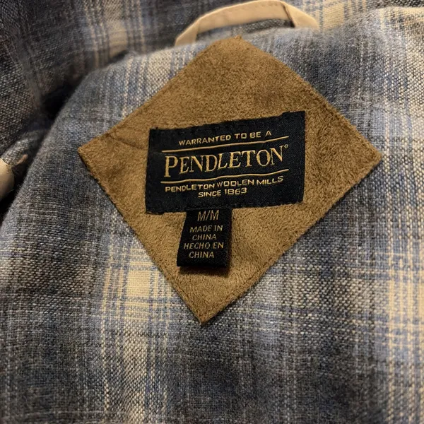 Pendleton Western Sherpa Jacket‎ Womens Medium Ivory Wool Lined Zip Fleece Coat - Image 5