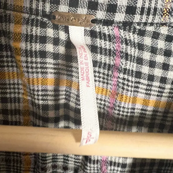 Free People Break My Stride Oversized Plaid Long Sleeve Button Up Shirt Size S - Image 15