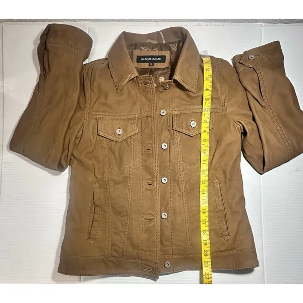 Wilsons Leather Chloe Trucker Jacket Womens Size Medium Retro 90s Biker‎ Brown - Image 5