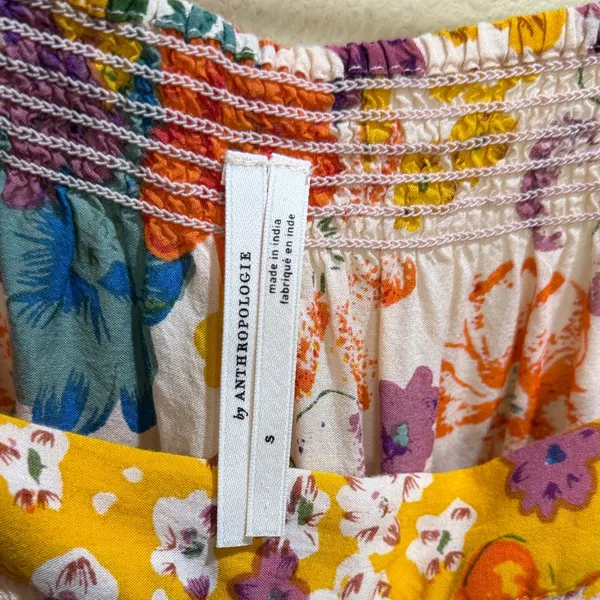 Anthropologie Size Small Multi Floral Smocked Cami - Image 3
