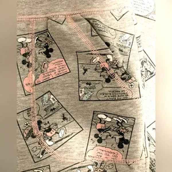 Disney Sleepwear Mickey‎ & Minnie Grey & Pink Sweatpants Women’s Size Large - Image 4