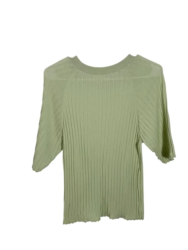 Free People Crewneck Ribbed Sweater Top Sugared Mint Green Large - Image 4