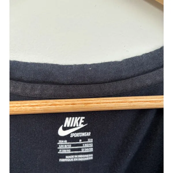 Nike Black Top Womens S Short Sleeve V Neck Drawstring‎ Pocket Casual Comfy - Image 2
