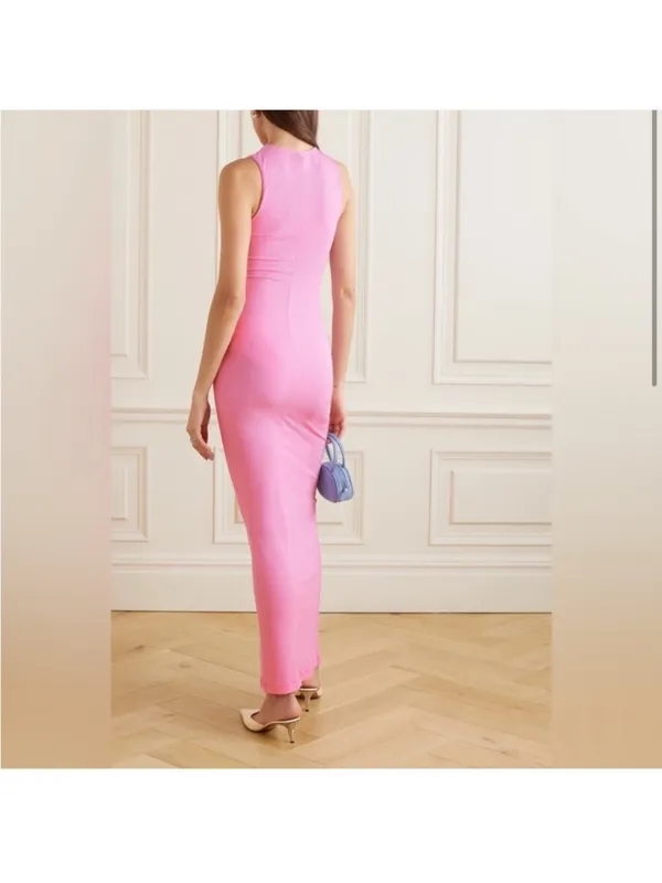 NEW • Skims • Soft Lounge Sleeveless Long Maxi Dress Cotton Candy Pink Ribbed - Image 3