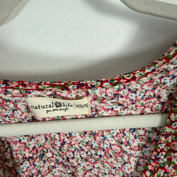 Natural Life Ditsy Floral Mini Babydoll Dress Boho Preppy Pockets Womens XS/S - Image 5