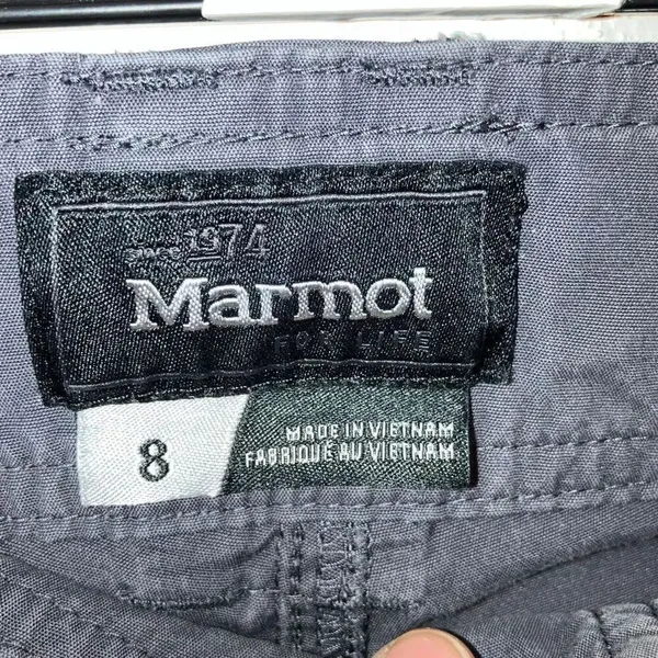 Marmot Charcoal Grey Convertible Hiking Pants size 8 outdoors Gorpcore rain resi - Image 8