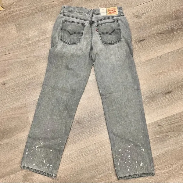 Womens Levis Lo Pro Straight Leg Jeans Acid Wash Gray Splatter Womens Size 30 - Image 6