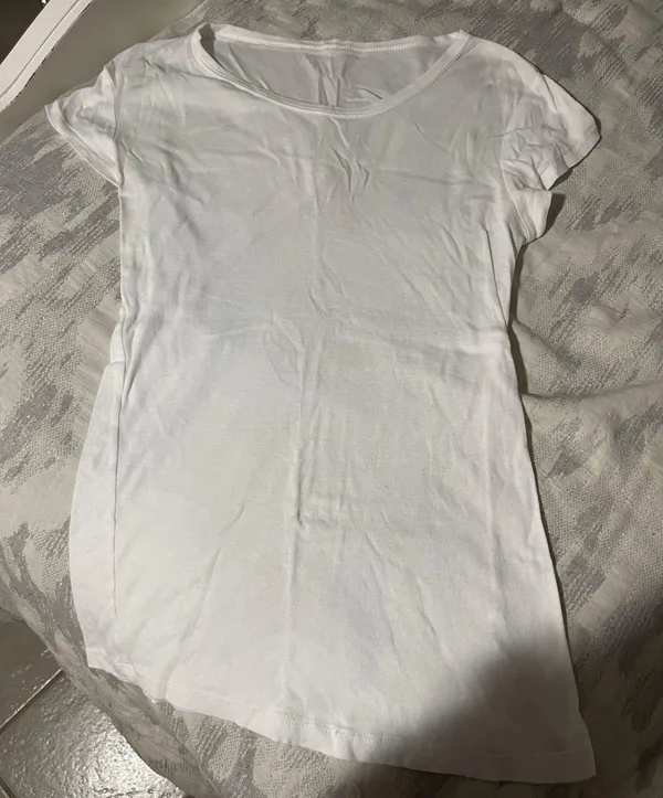 White Short Sleeve Crew Neck Women's Basic T - Image 2