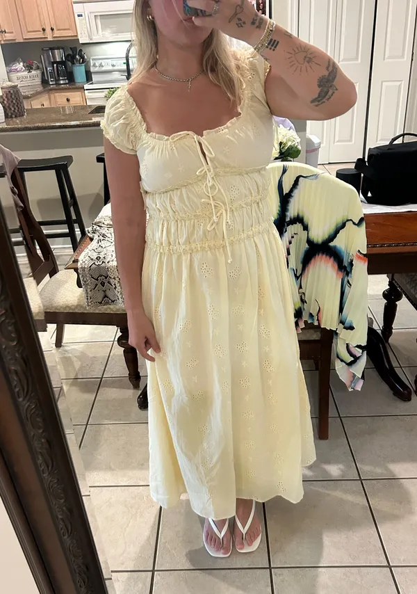 Yellow eyelet maxi dress - Image 3