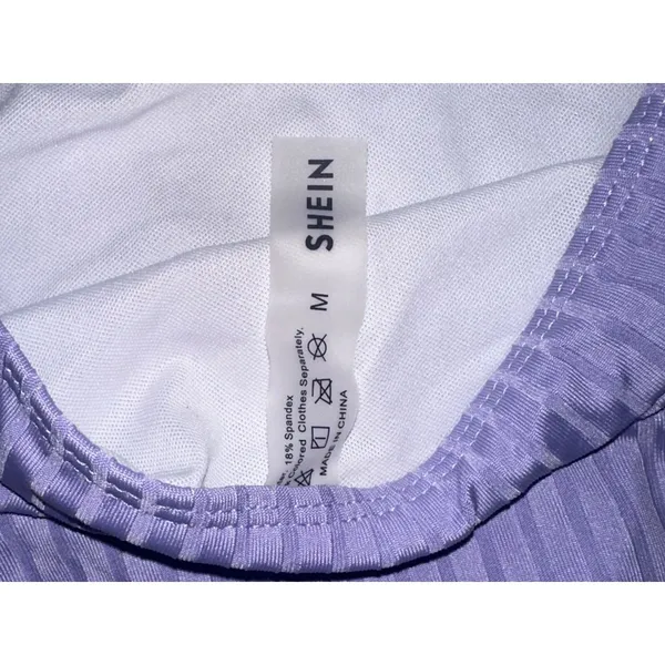 SHEIN Lavender Ribbed High-Waist Bikini Set - Image 3