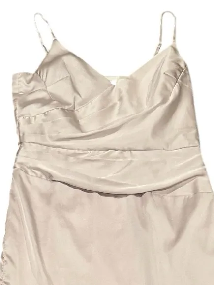 Chi Chi Minka Satin Slip Dress Long Bias Cut Blush Champagne Color Uk 14 - Image 5