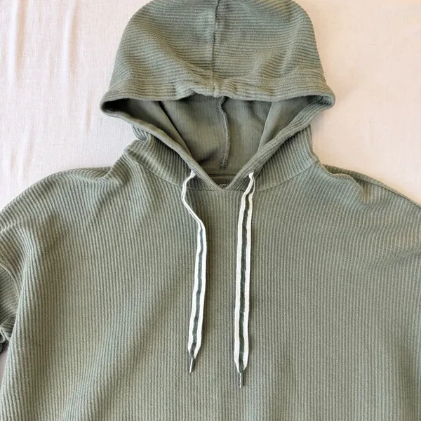 Aerie New Love Corded Hoodie M Sage Green Oversized Cozycore - Image 12