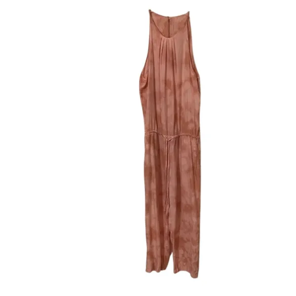 CLOTH & STONE Anthropologie Yashi Jumpsuit Large Pink Tie Dye Tencel Halter - Image 3