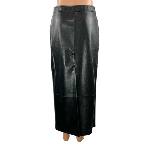 Zara Women's Black Leather High Waisted Fitted Maxi Straight Pencil Skirt Size S - Image 3