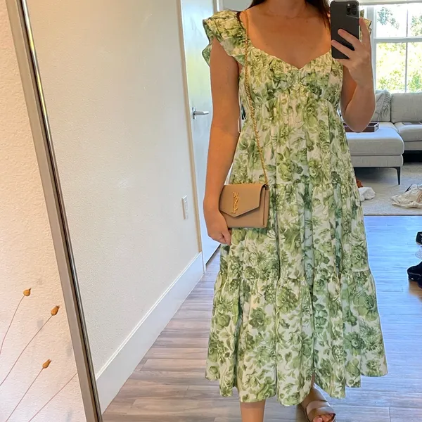 Abercrombie & Fitch Green White Floral Midi Dress - Image 2