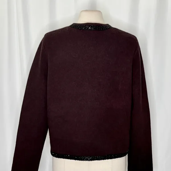ZARA Wool Beaded Cardigan Sweater Knitwear Embellished Cropped Solid X-Large - Image 9