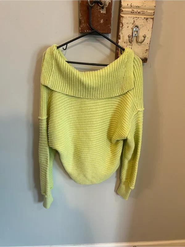 Free People Marlie Pullover Sweater — Acid Lime - Image 3