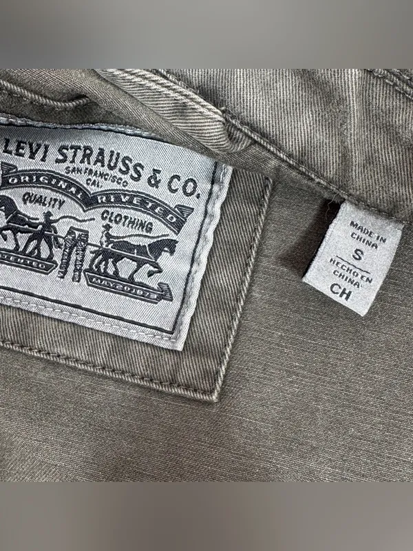 Levi’s Denim Military Utility Anorak Jacket Olive Green Small Full Zip Cotton - Image 9