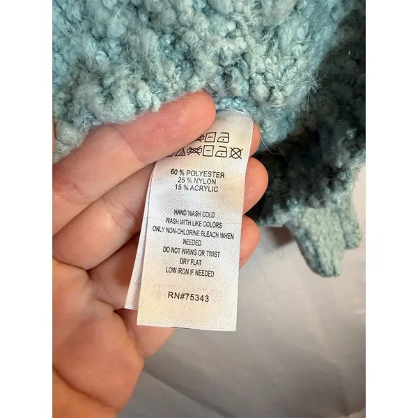 Yes Lola Sweater Womens Size M Blue Green Chunky Knit Crewneck Pullover - Image 12