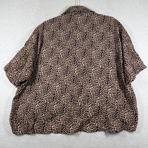 Anthropologie Leopard Print Oversized High-Low V-Neck Top OB1982790 Tan‎ XS - Image 7