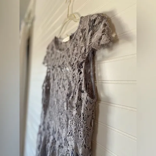 Simply Couture Lavender Violet Scallop Floral Lace Dress - Image 3