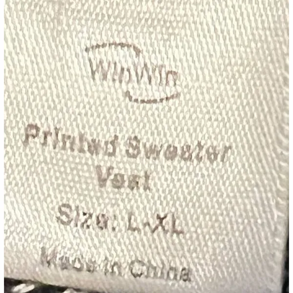 Win Win Women's Printed Long Sweater Vest Black Cream‎ Size L/XL - Image 3