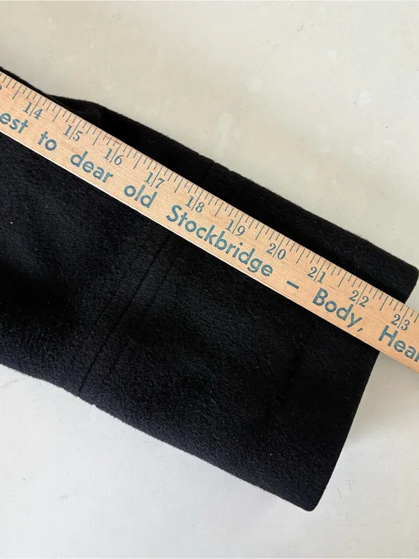 Fleurette Loro Piana 100% Wool Womens Mid Length Pea Coat Black Size 14 USA Made - Image 15