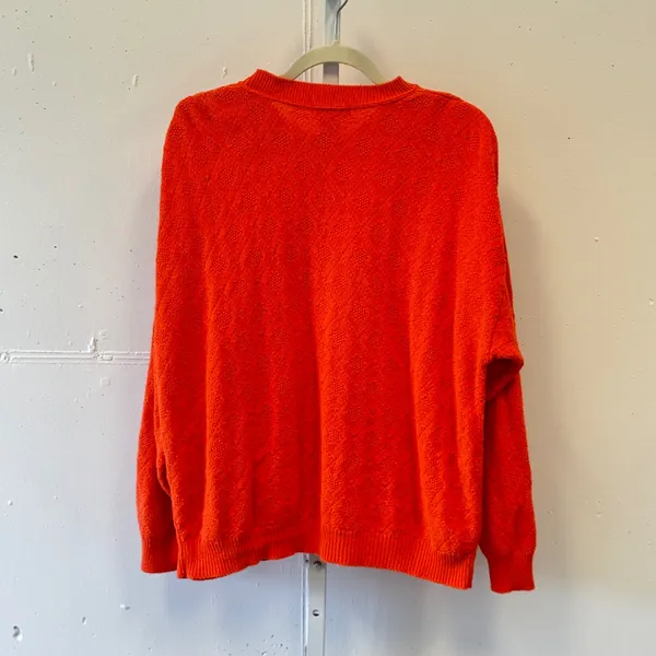 Vintage Talbots Orange Diamond Knit Cotton Crewneck‎ Sweater Women's XL Casual - Image 2