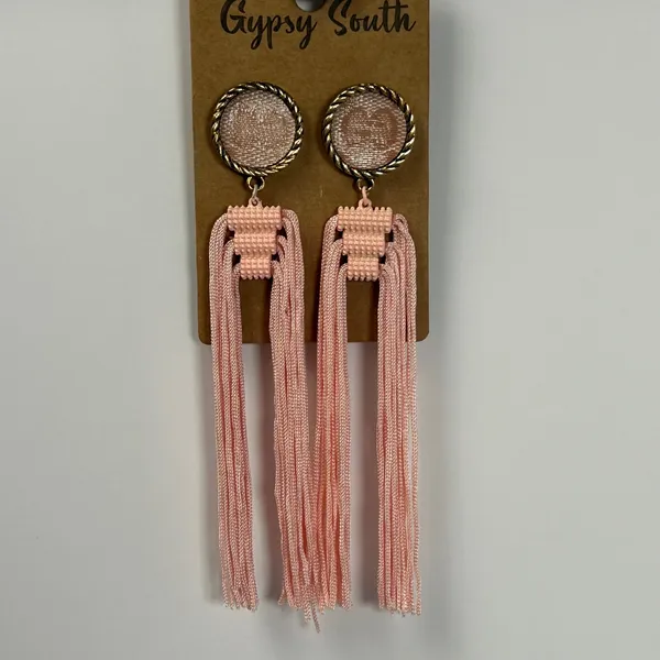 Gypsy South Pink Tassel Statement Drop Earrings Gold Tone Boho Fringe‎ New - Image 2