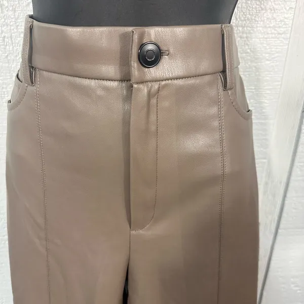 Zara Women’s Tan Skinny Faux Leather Pants Size Medium NWOT - Image 4