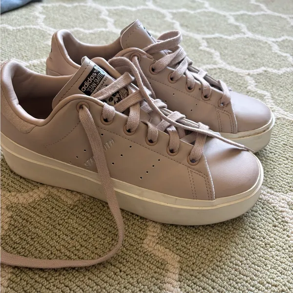 Converse Adidas Stan Smith Pink Leather Platform Sneakers size 7.5 - Image 5