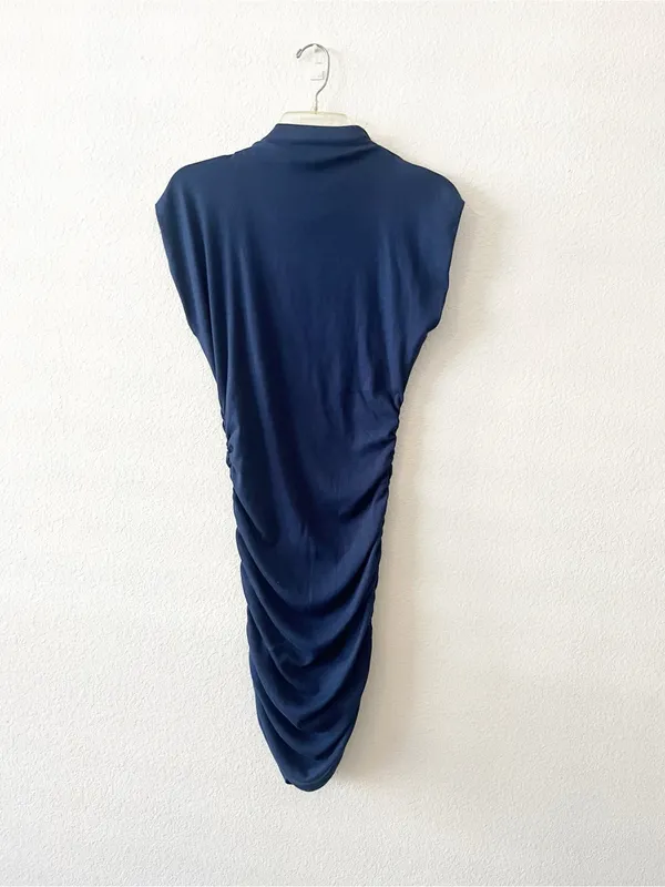 Michael Stars Gia Mock Navy Blue Ribbed Dress NWT Medium‎ - Image 5