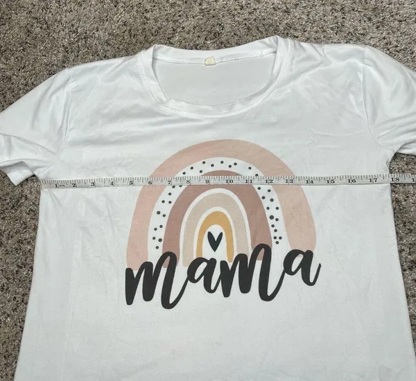 Unbranded Mama Rainbow Heart Short Sleeve White Tee T-Shirt Medium - Image 5