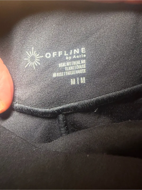 Offline x Aerie Real Me High Rise Flare Crossover Leggings Black Medium - Image 4