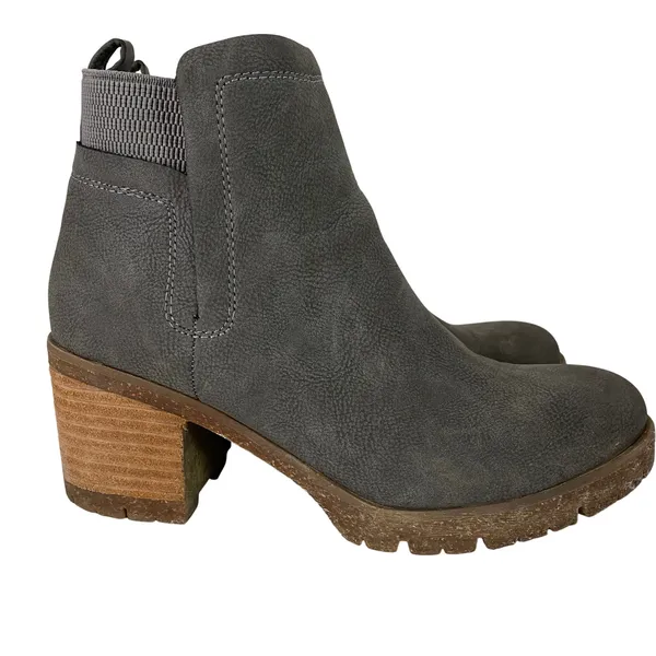 Korks 7M Gray Heeled Ankle Boots Comfy Elastic Panel Block Heel Booties‎ Size 7 - Image 5