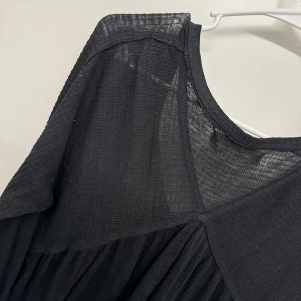 Free People We The Free Black Flowy Thermal Long Sleeve Top - Image 6