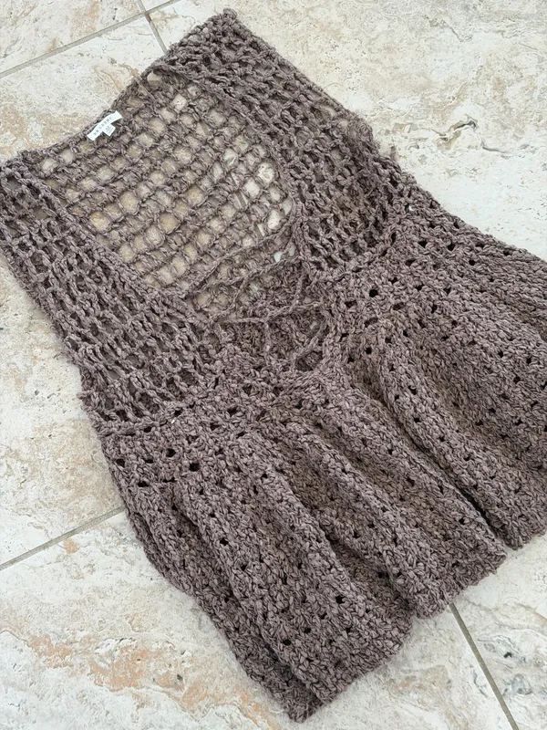 Brown Crochet Top Size M - Image 2