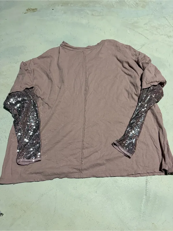 Free people sequin sleeve Rose Pink Long Sleeve Top XS - Image 9